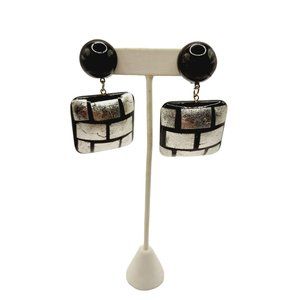 Vintage Resin 80's Metallic Drop Earrings (A648)